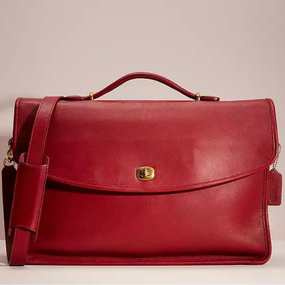 -𝐒𝐎𝐋𝐃-Vintage Red Coach Lexington Briefcase/Attache Case - Picture 2 of 16